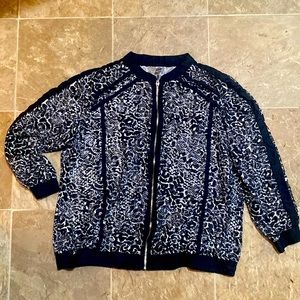 Avenue Plus Size 18 / 20 Jacket Mesh Full Zip
Black White Sheer Active